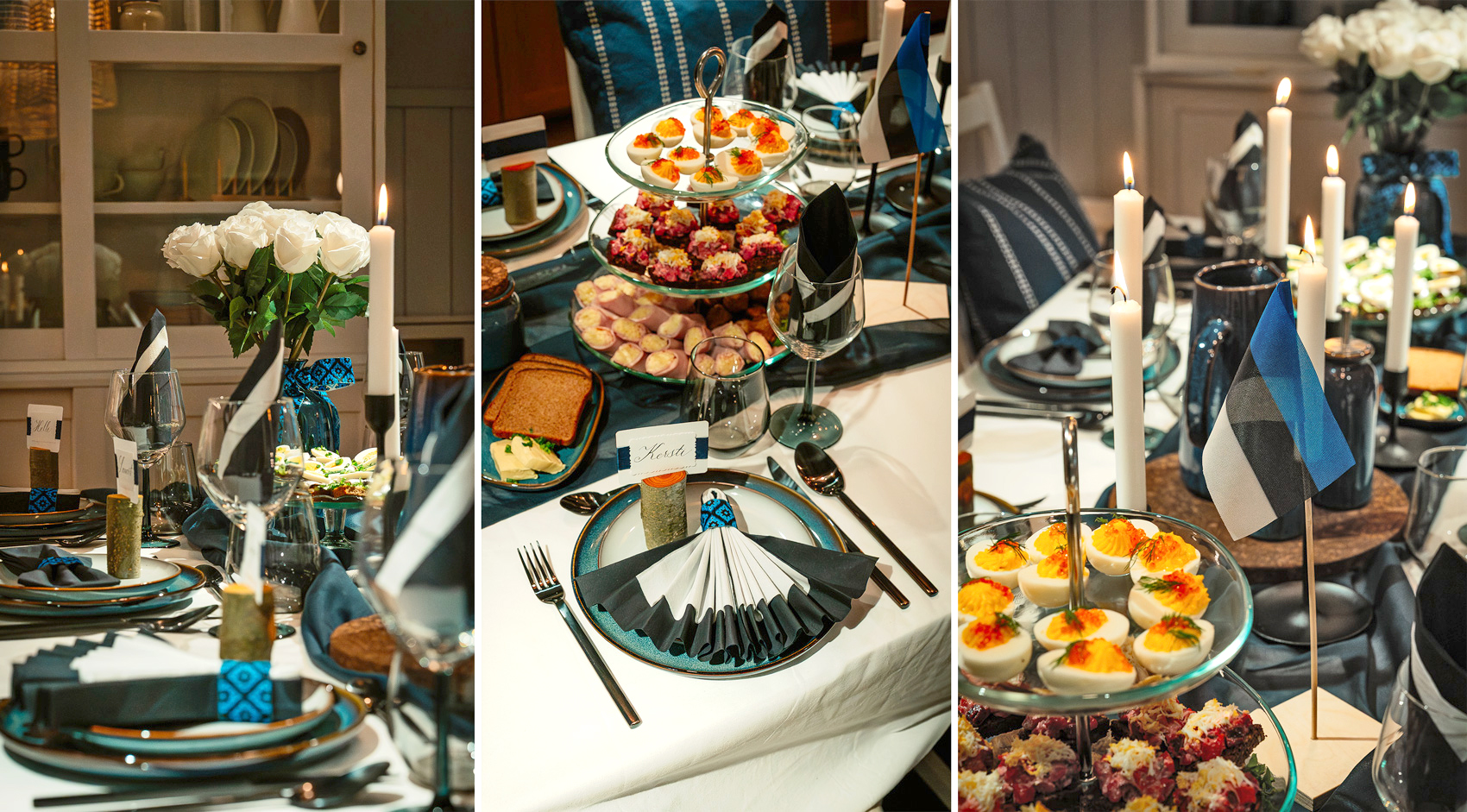 Праздничный стол в цветах флага Эстонии