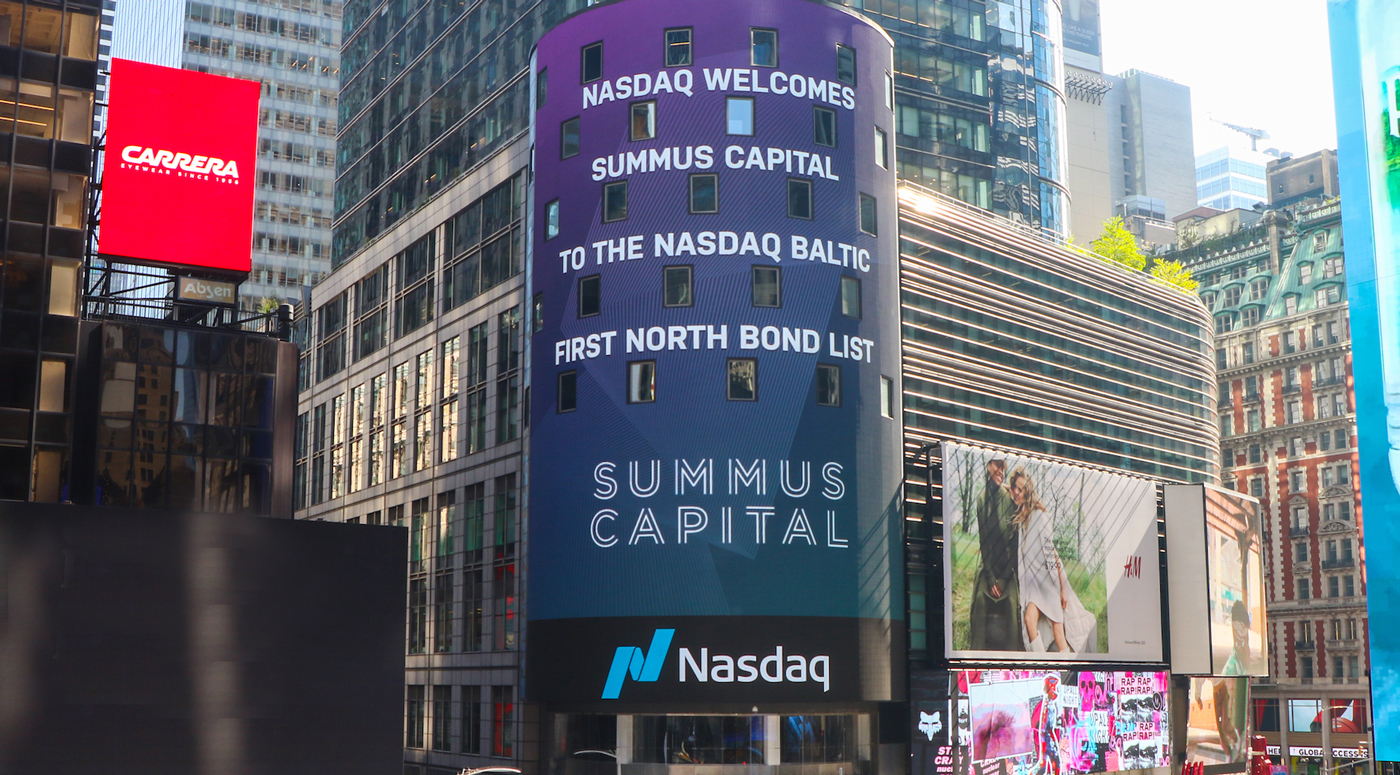 Nasdaq приветствует эстонское предприятие Summus Capital на балтийском рынке First North
